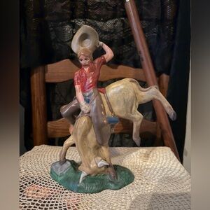 Vintage 1970’s  Cowboy Bull Rider Figurine in Earth Tones
